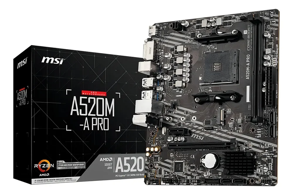 Memoria Motherboard Msi A520m-a Pro Am4 Ddr4 3ra Y 5ta Gen Color Negro - Stock disponible - Electrónica