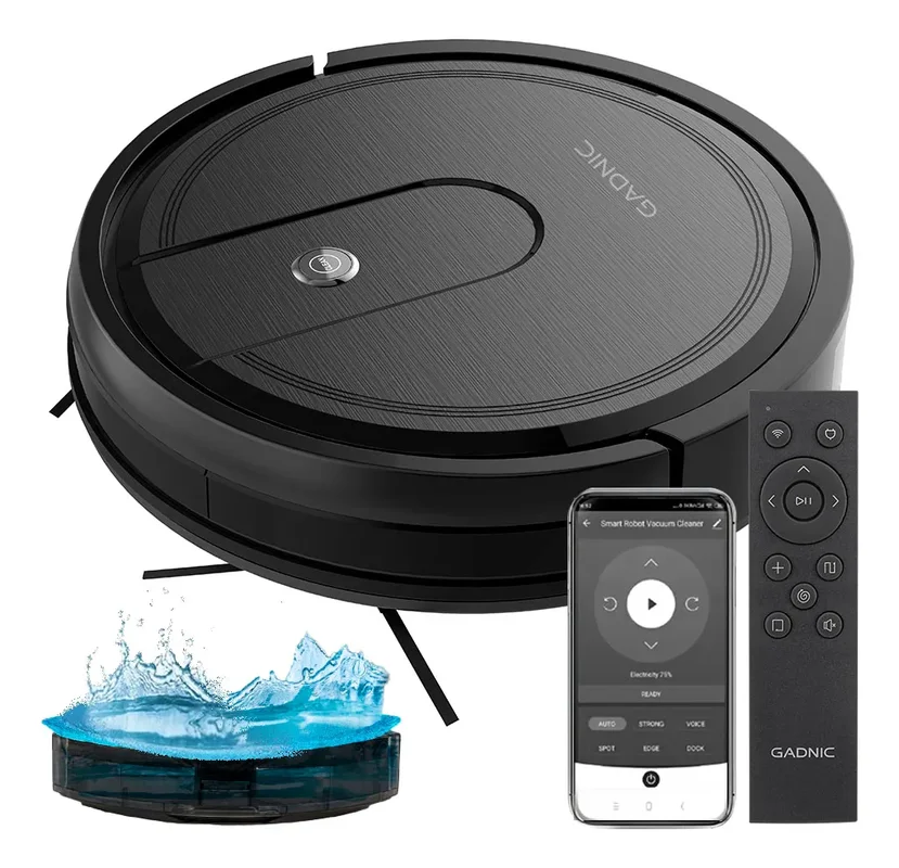Aspiradora Robot Gadnic 5 Modos Limpieza Trapeo Inteligente Depósito de Agua Polvo Control App Conexion Inalambrica Sensores Anti‐Colisión Anticaída - Stock disponible - Artículos de Limpieza