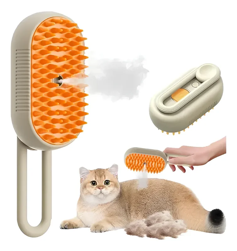 Cepillo a Vapor Recargable Talarpet para Perros y Gatos Blanco 3 en 1 Quita Pelo Masaje Limpieza - Mascotas