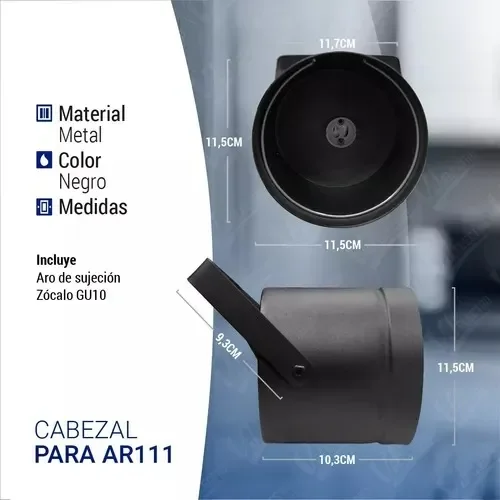 Spot Tacho Led Cinema Cañon + Foco Ar111 12w + Zocalo 220v - Stock disponible - Electrónica