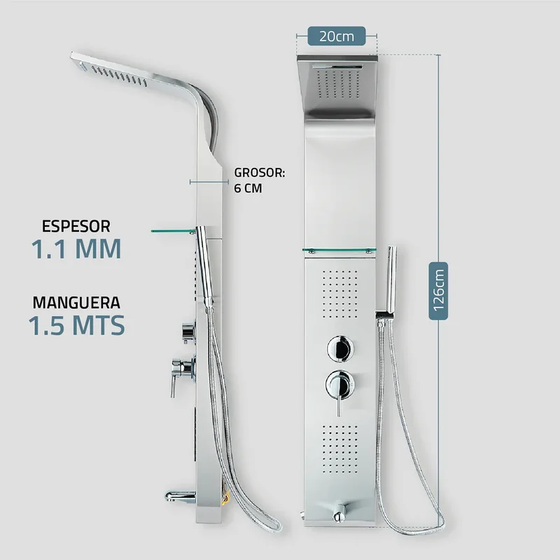 Ducha Escocesa Hidromasaje Londres Con 5 Jets Monomando Columna Ducha Con Duchador Color Plateado - Stock disponible - Casa y Jardín