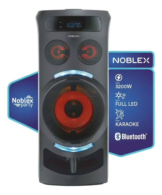 Bateria Torre de Sonido Noblex MNT290 Bluetooth Efectos de Voz y Luces LED Negro - Stock disponible - Electrónica
