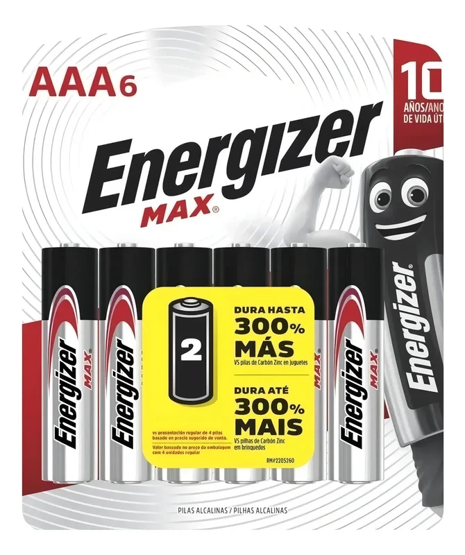 Pila AAA Energizer MAX E92 Cilíndrica - pack de 6 unidades - Stock disponible - Electrónica