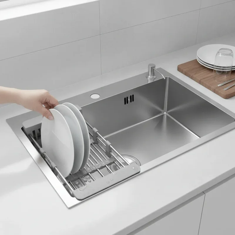 Bacha De Cocina Moderna Acero Inoxidable Simple Rectangular Fika 70x45x20cm Plateada - Stock disponible - Electrónica