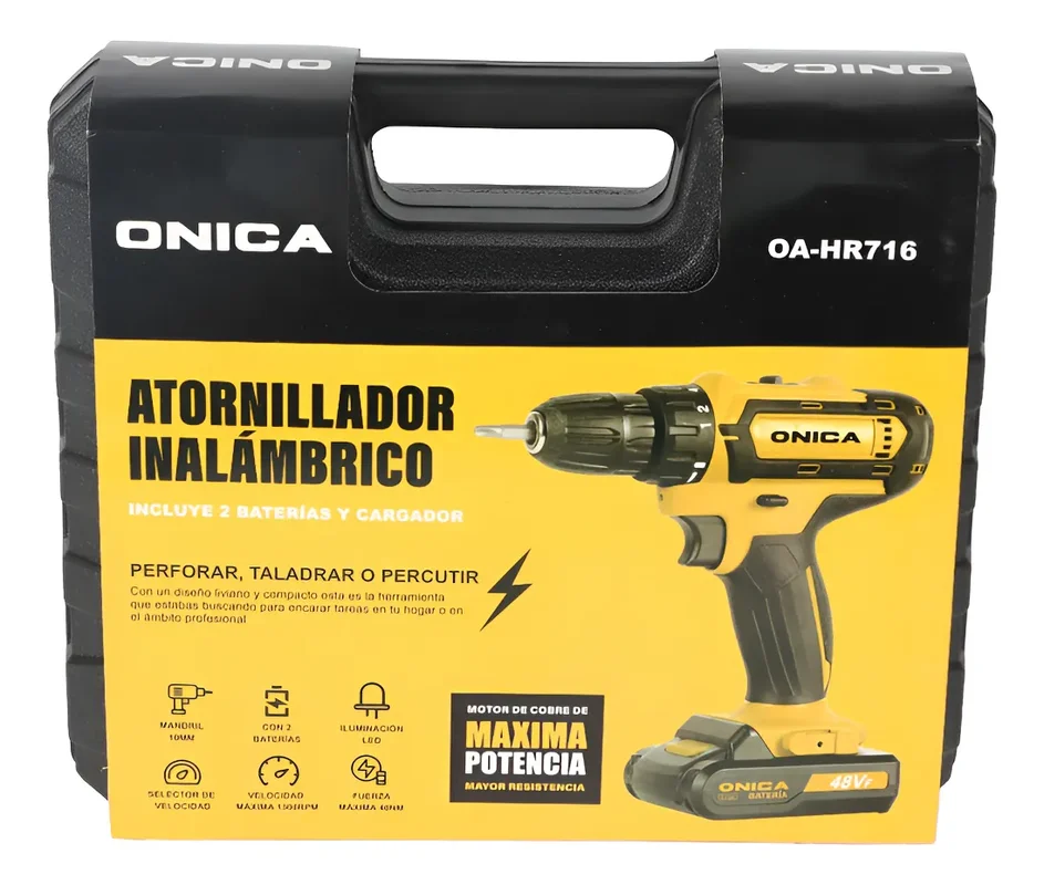 Kit Taladro Atornillador Inalambrico Onica Con 2 Baterias Color Negro 13 Mm Percutor 2 Baterias Destornilladores - Stock disponible - Herramientas