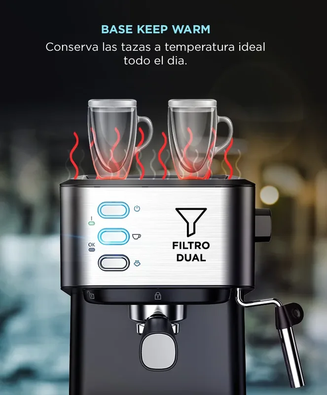 Cafetera Espresso Con Espumador Cuk By Gadnic 20 Bares 1,5l Espumador 1050W Tanque Removible Acero Inoxidable - Stock disponible - Productos para Mascotas