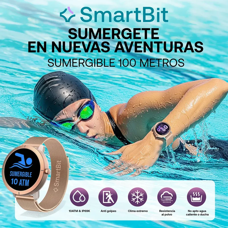 Reloj Inteligente Mujer Sumergible Smartbit G2 Pro Rosa Gps Satelital Integrado Sumergible 100 Metros - Stock disponible - Electrónica