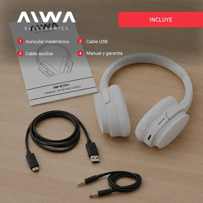 Auriculares inalámbricos Aiwa AW-BT301 blanco - Stock disponible - Electrónica