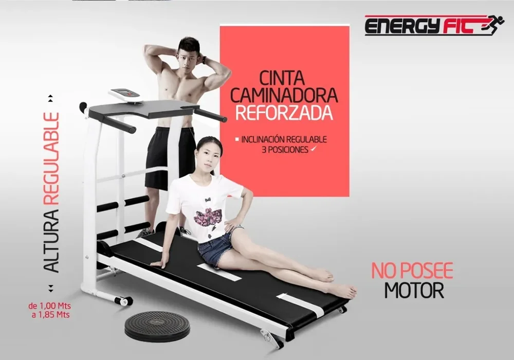 Cinta Caminadora Correr Magnetica 120 Kgs Energy Fit + Rueda - Color Blanco - Stock disponible - Productos para Mascotas