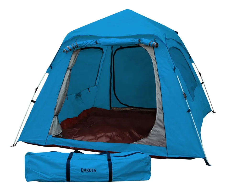 Carpa Autoarmable Para 6 Personas Dakota Automática 240x240x154cm Color Azul - Stock disponible - Deportes y Entretenimiento