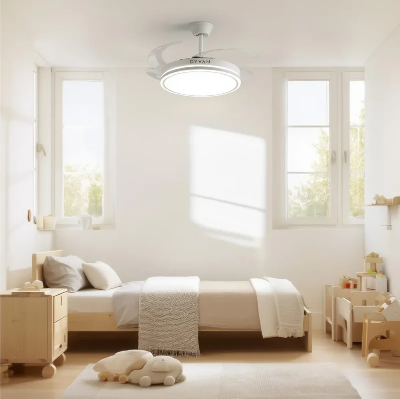 Ventilador De Techo Aspas Transparentes Reversibles Para Verano Invierno 6 Velocidades Ultra Silencioso Dyvan Luz Led Blanco - Stock disponible