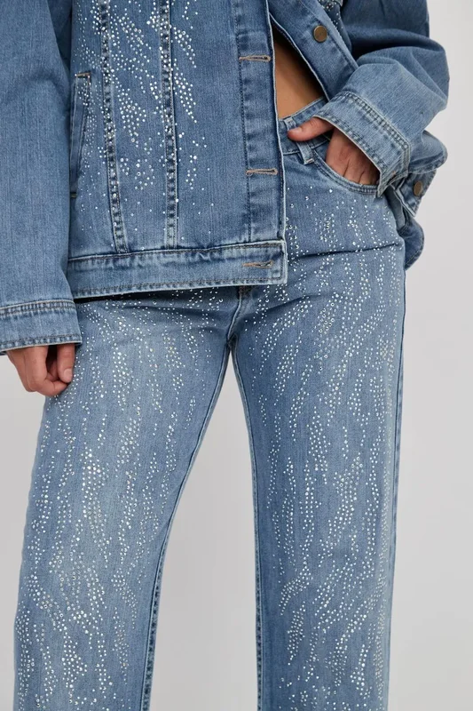 Jean Con Strass Straight De Mujer Layca Uniongood - Stock disponible - Electrónica