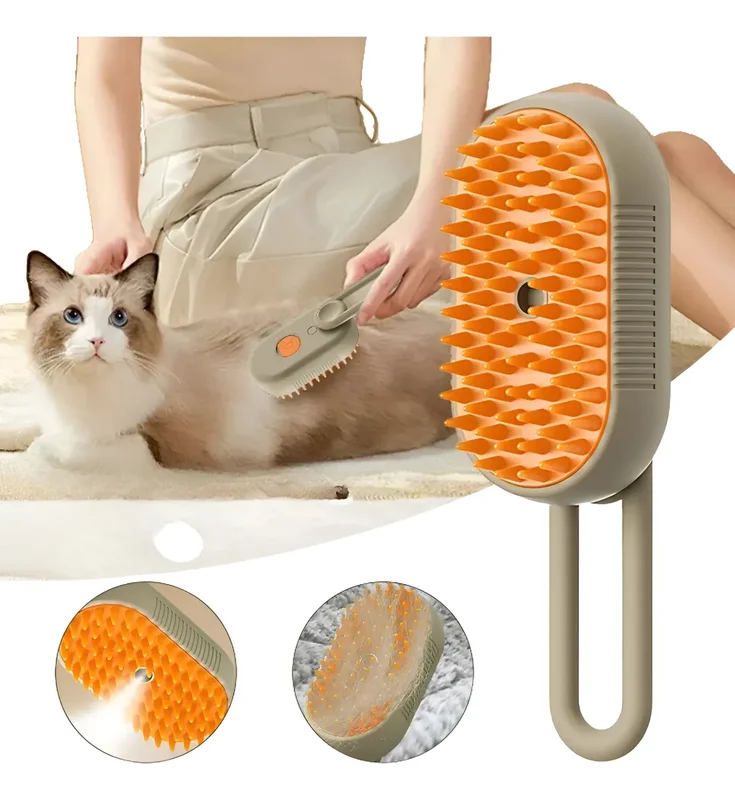Cepillo a Vapor Recargable Talarpet para Perros y Gatos Blanco 3 en 1 Quita Pelo Masaje Limpieza - Mascotas