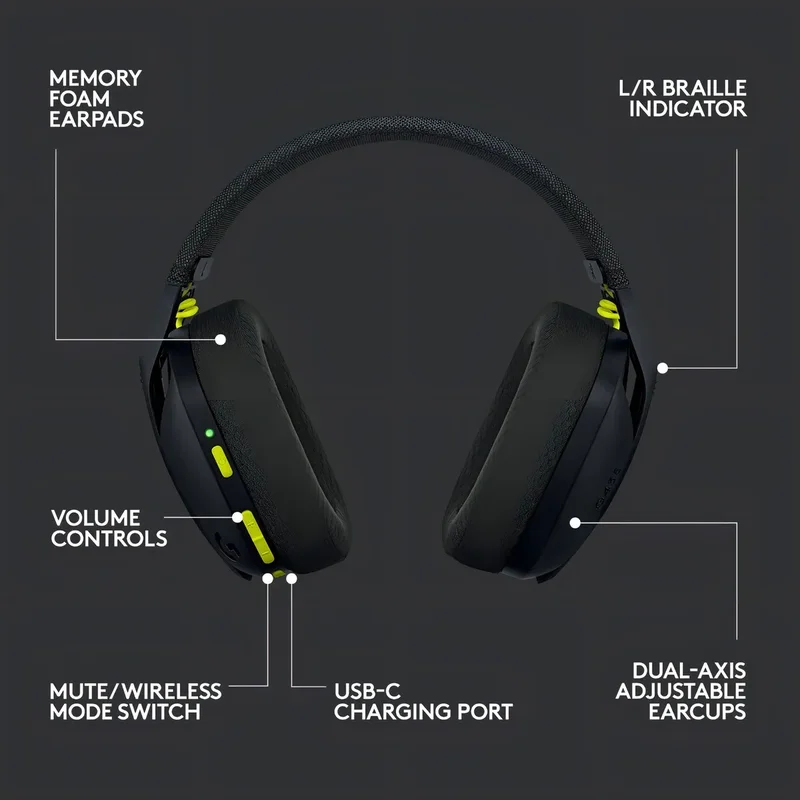 Auriculares Gamer G435 Logitech G Wireless Gaming Headset Color Negro/Amarillo fluorescente - Stock disponible - Electrónica