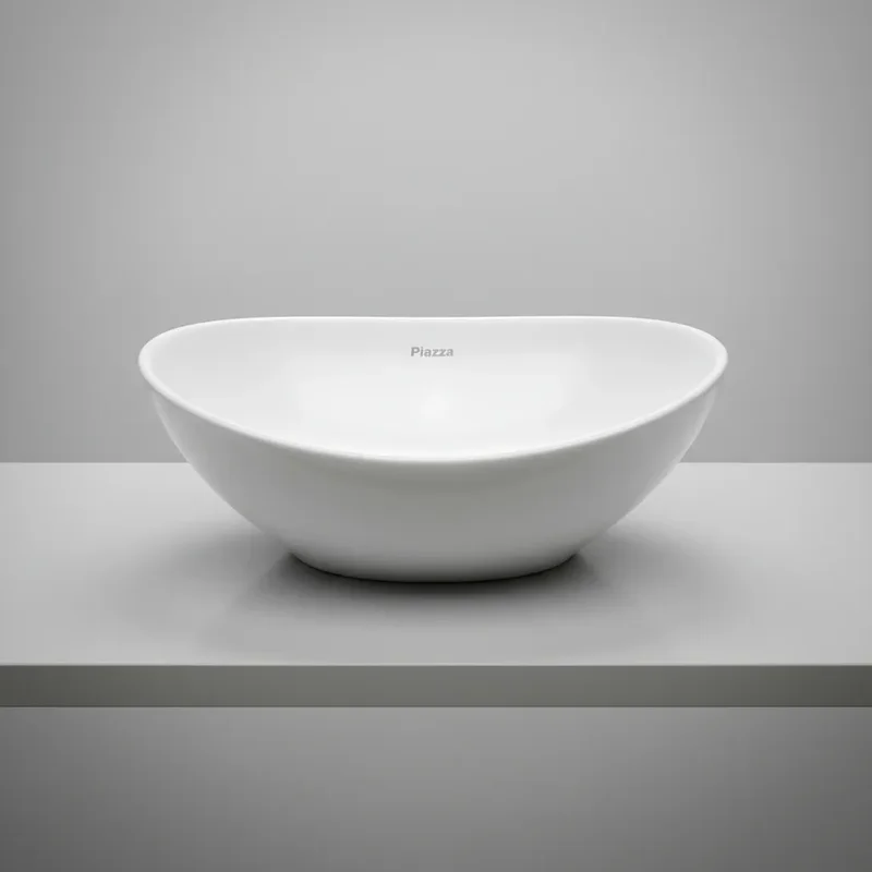 Bacha de Apoyo Piazza A082 - 410 x 330 x 145mm - Lavamanos Ovalada de Porcelana - Stock disponible - Productos para Mascotas
