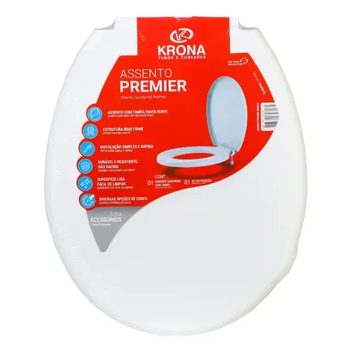 Asiento Tapa Plastica Inodoro Universal Krona Color Blanco - Stock disponible