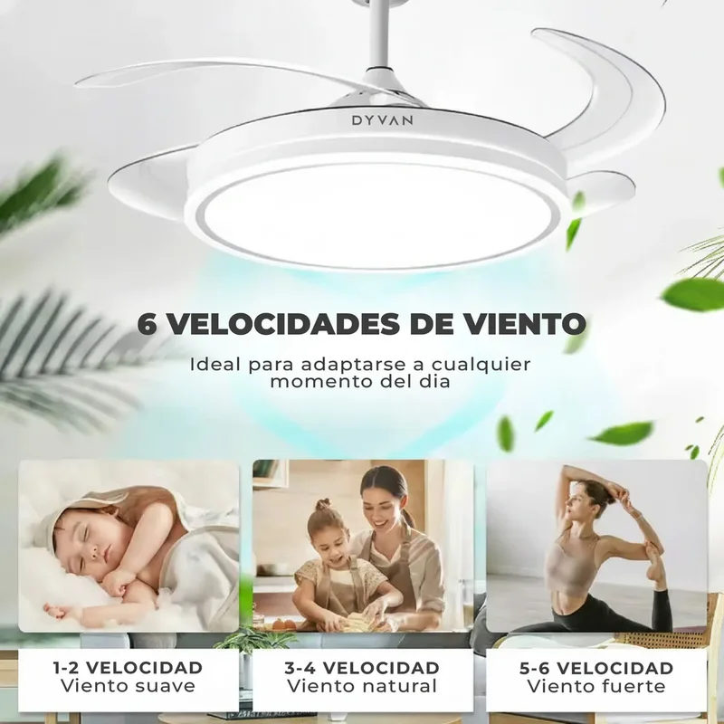 Ventilador De Techo Aspas Transparentes Reversibles Para Verano Invierno 6 Velocidades Ultra Silencioso Dyvan Luz Led Blanco - Stock disponible - Productos para Mascotas