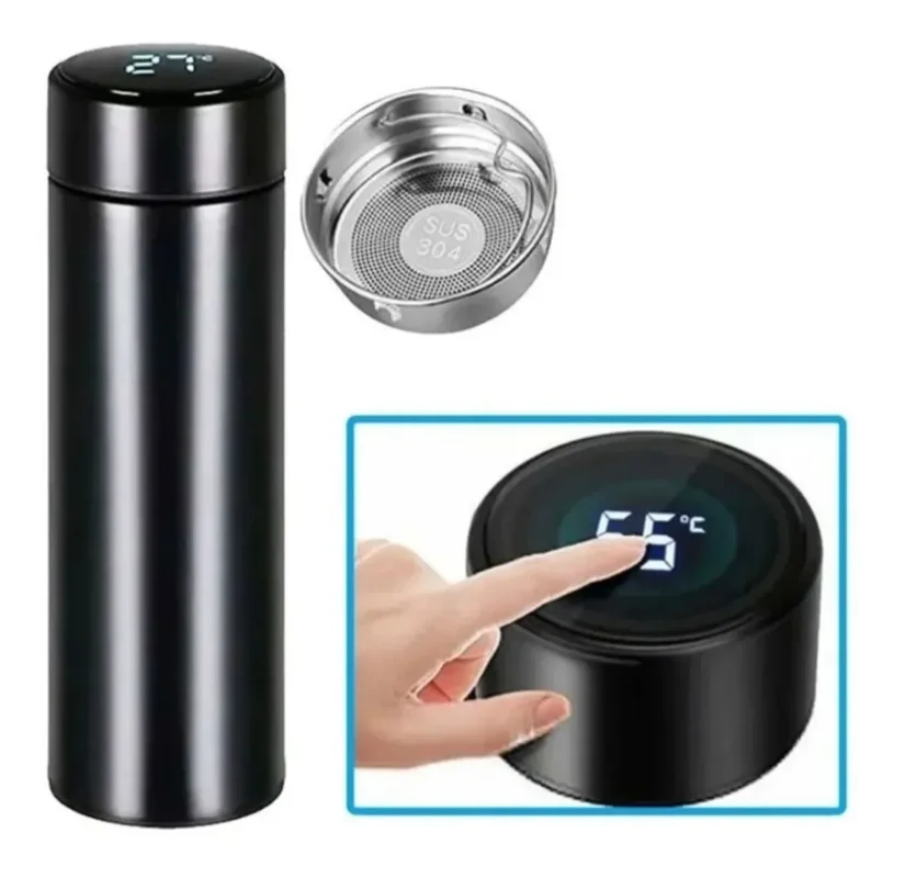 Termo Inteligente Acero Inoxidable 500ml Sensor Temperatura Dorado - Stock disponible - Electrónica