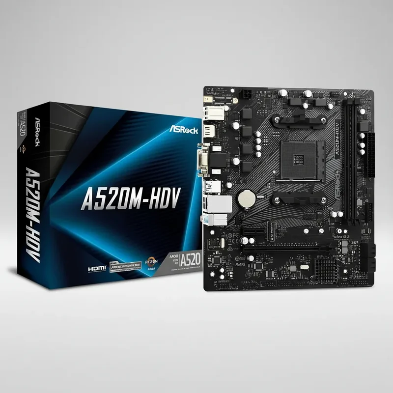 Motherboard Amd Asrock A520m Ryzen Ddr4 Hdmi Am4 Micro Atx Negro - Stock disponible - Electrónica