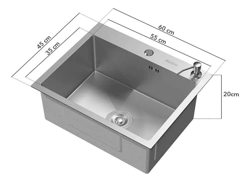 Bacha De Cocina Pileta 60cms Premium Acero Inoxidable 304 Semimate + Escurridor y dispenser - Stock disponible - Electrónica