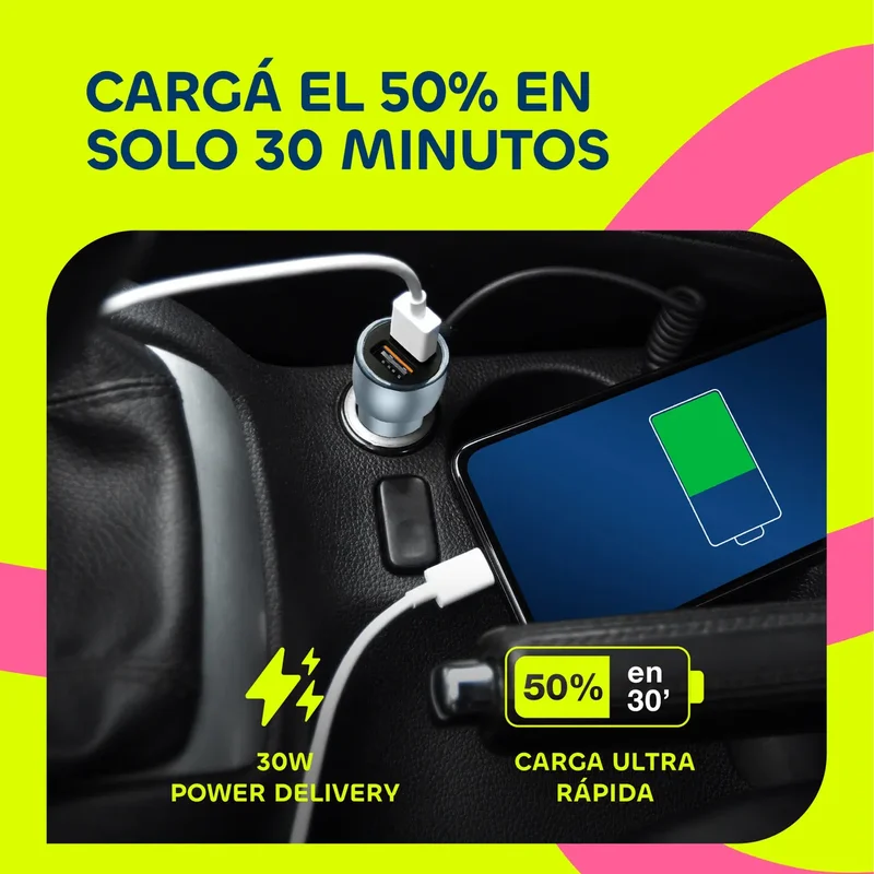 Carga Cargador De Auto Ringo 30w Ultra Rápido Usb-c - Stock disponible - Electrónica