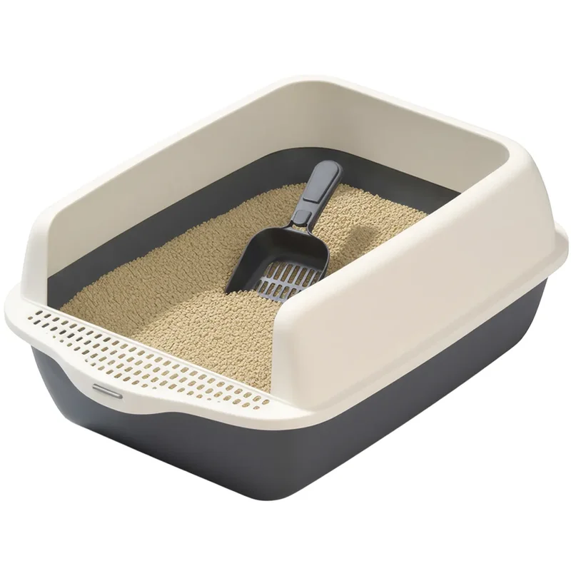 Caja Sanitaria Litera Gato Semi Cerrada Raitot Gris Anti Salpicaduras Arenal Higiénico - Mascotas