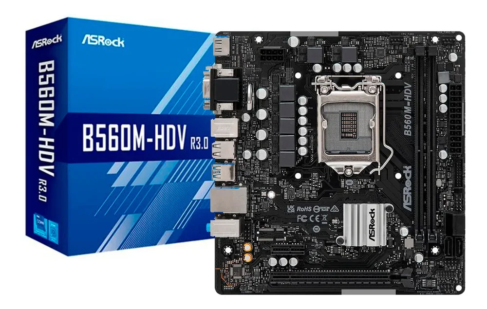 Placa Madre Asrock B560M-HDV Socket LGA1200 DDR4 PCIe 4.0 Intel - Stock disponible - Electrónica