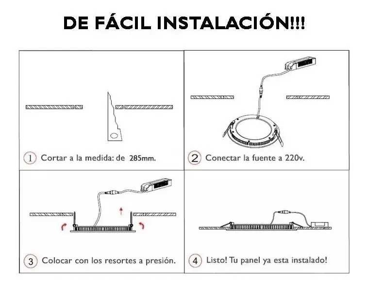 Panel Led 24w Embutir 30cm Plafon Alta Potencia Techo - Stock disponible - Electrónica