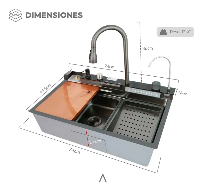 Acero Bacha Inteligente Multifunción 4 Botones Nano Negra P007 Color Negro - Stock disponible - Electrónica