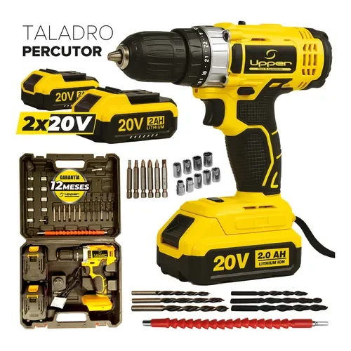 Taladro Percutor Upper + 2 Baterias 20v 13mm Maletin Cargador Y Accesorios by Kommberg - Stock disponible - Electrónica