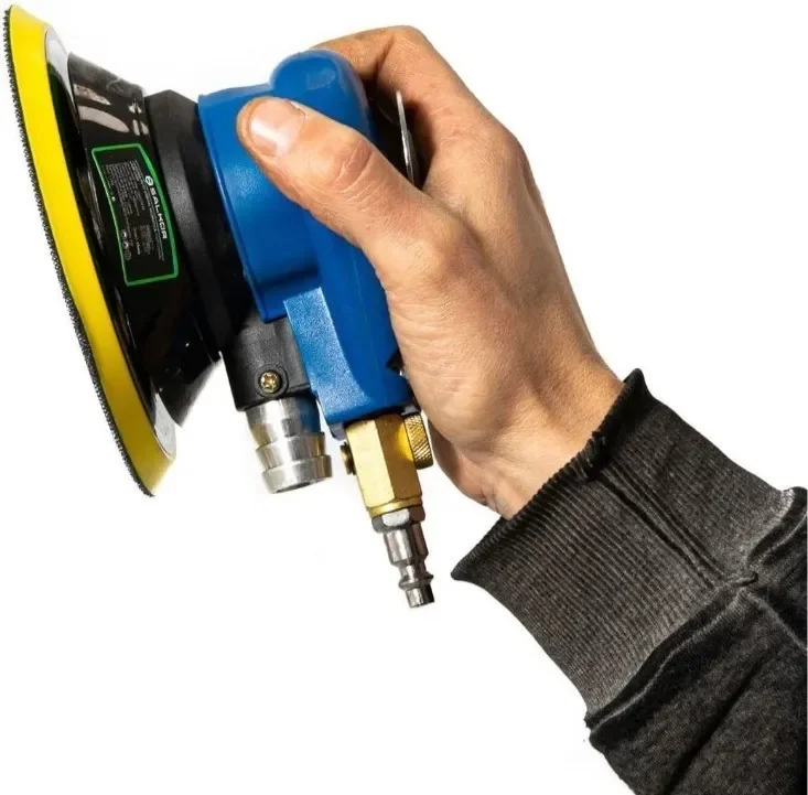 Lijadora Roto Orbital Neumática 6 Pulgada 150mm + Accesorios Color Azul - Stock disponible