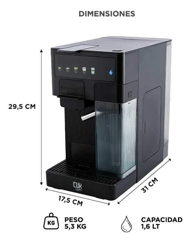Cafe Cafetera Automática Cuk By Gadnic Torino I Expreso Espumador 20 Bares - Stock disponible - Productos para Mascotas