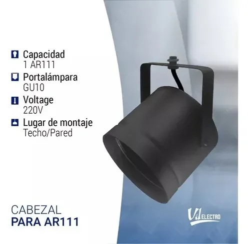 Spot Tacho Led Cinema Cañon + Foco Ar111 12w + Zocalo 220v - Stock disponible - Electrónica