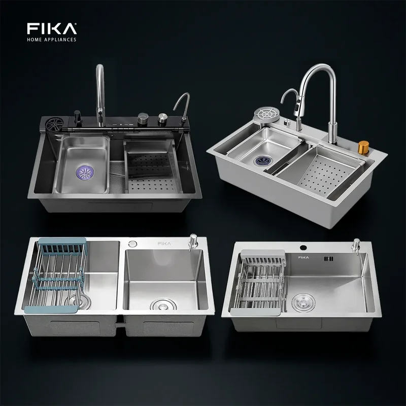 Bacha De Cocina Moderna Fika Inteligente Smart Multifunción Digital Led 75x45x22cm Plateada - Stock disponible - Electrónica