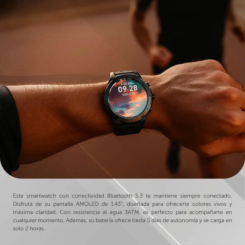 Smartwatch Aiwa 1.43 Amoled Gps Notificaciones Silicona - Negro - Stock disponible - Electrónica