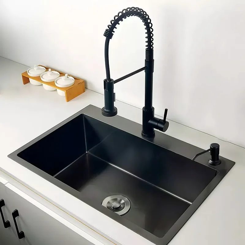 Bacha Negra Cocina Pileta 60cm Premium Acero Inox Escurridor Color Nano black acero inoxidable 304 - Stock disponible - Electrónica