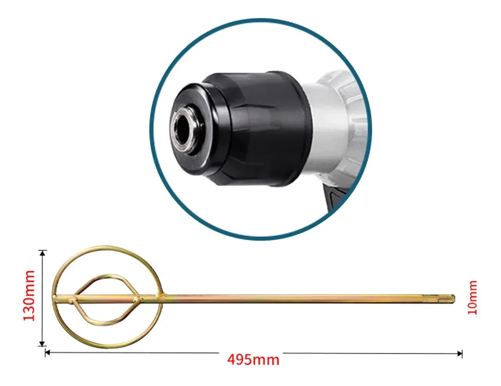 Mezclador De Cemento Con Mango Cuadrado Para Taladro Escribe - Stock disponible - Construcción