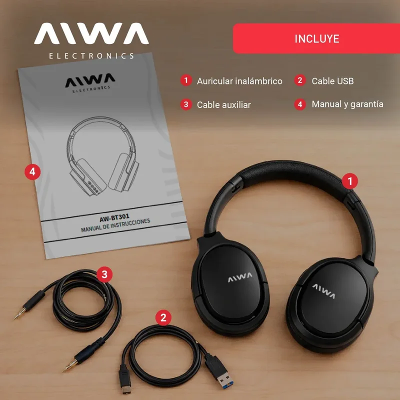 Auriculares inalámbricos Aiwa AW-BT301 negro - Stock disponible - Electrónica
