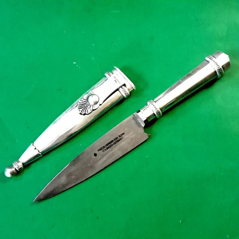 Antiguo Cuchillo Facón Plata 900Hoja Friedrich HerderÁbr. Solingen - Antigüedades