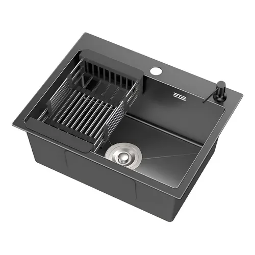 Bacha Negra Cocina Pileta 60cm Premium Acero Inox Escurridor Color Nano black acero inoxidable 304 - Stock disponible - Electrónica