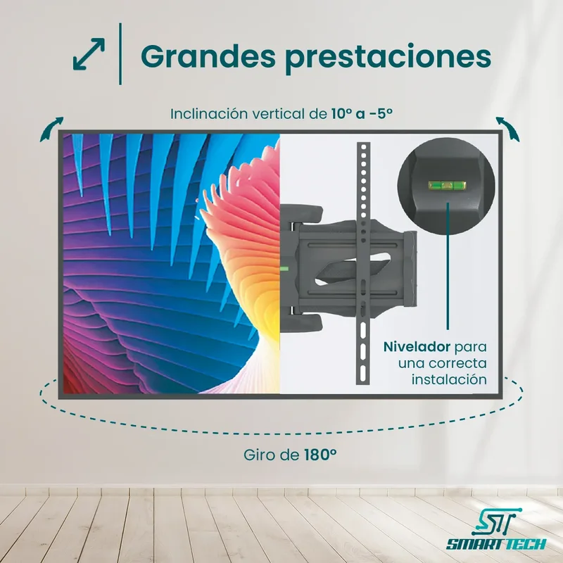 Soporte Led Tv Lcd Smart Tech MF700DL Articulado Doble Brazo Reforzado 32 40 42 43 46 47 49 50 52 55 60 65 75 Pulgadas Color Negro - Stock disponible - Productos para Mascotas