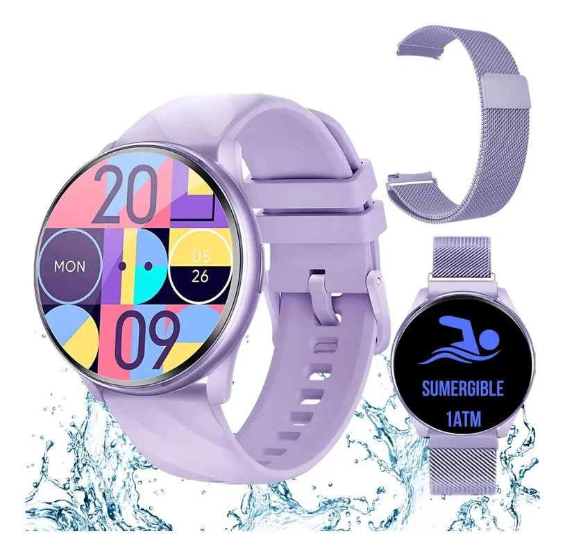 Reloj Inteligente Sumergible Mujer Smartbit W1 Pro Violeta Diseño de la malla Mesh - Stock disponible - Electrónica