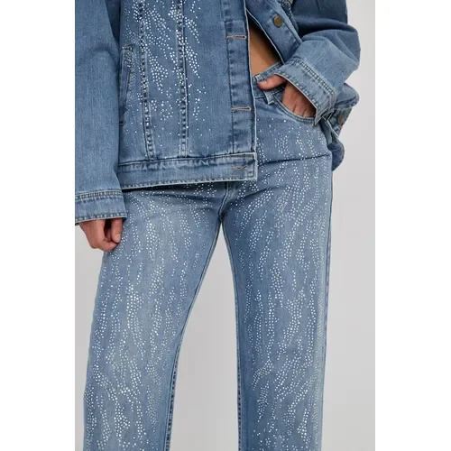 Jean Con Strass Straight De Mujer Layca Uniongood - Stock disponible - Electrónica