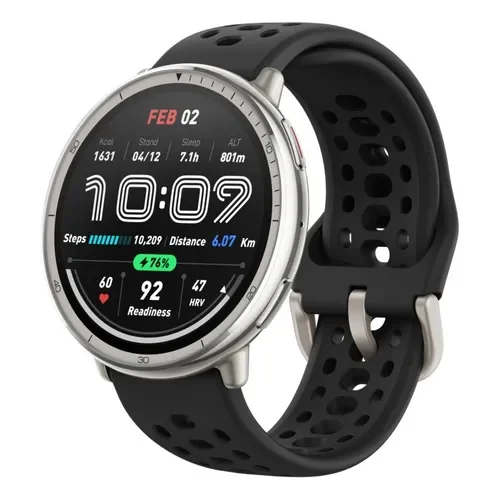 Smartwatch Amazfit Active 2 Pantalla Amoled Gps Acero Inox Caja Negro Malla Negro Bisel Plateado Diseño de la malla Silicona A2437 - Stock disponible