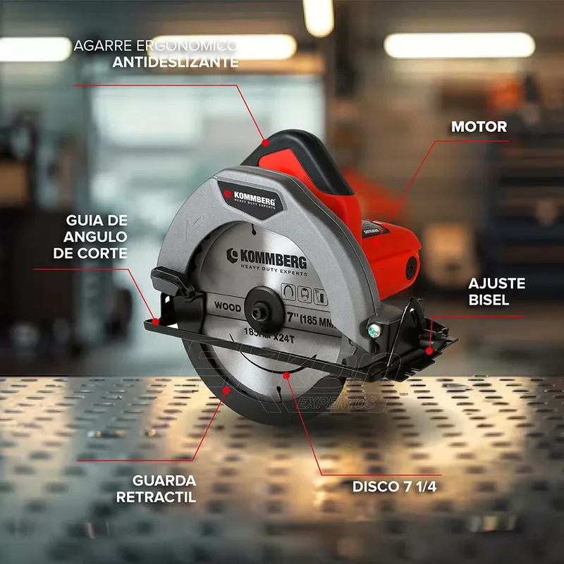 Sierra Circular Kommberg 5000 Rpm Eléctrica 1400w Disco 7 PuLG 185 Mm Y Guía Incluidos Kb-sc1400 - Stock disponible - Electrónica