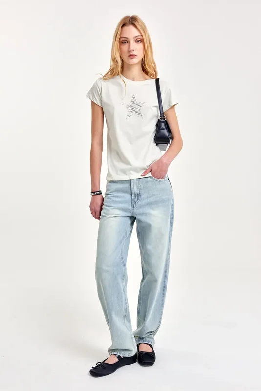 Mercado Jean Straight Sky Mujer 47 Street - Stock disponible - Electrónica