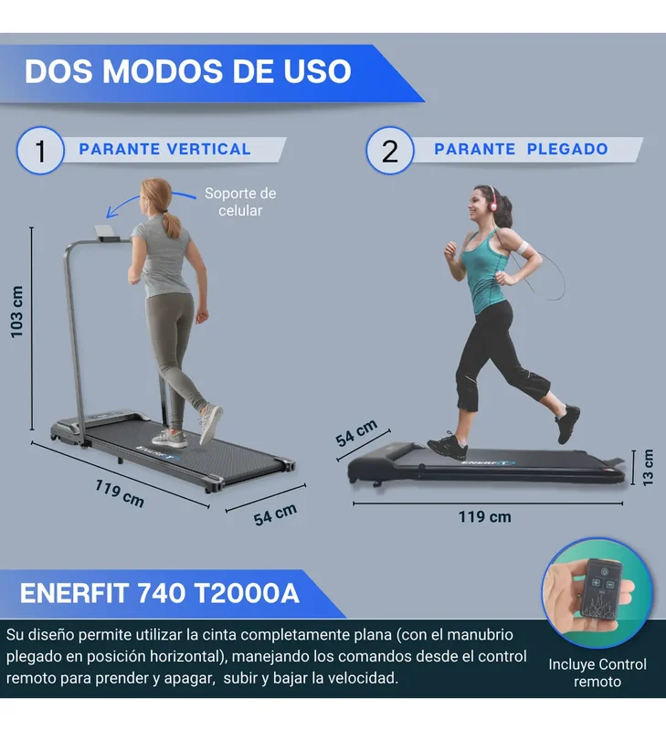 Cinta Caminadora De Caminar Correr Plana Enerfit T2000a Color Negro - Stock disponible - Electrónica