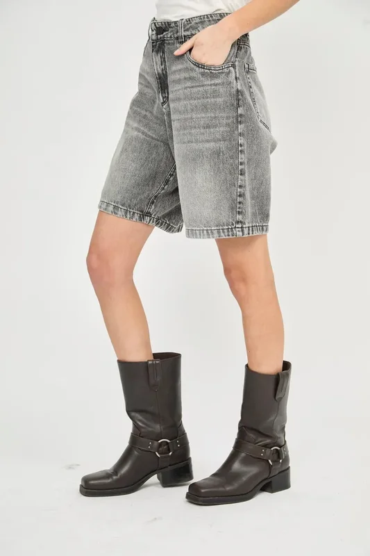 Short Largo Jean Gris Rígido Mujer Avery Uniongood - Stock disponible - Ropas y Calzados