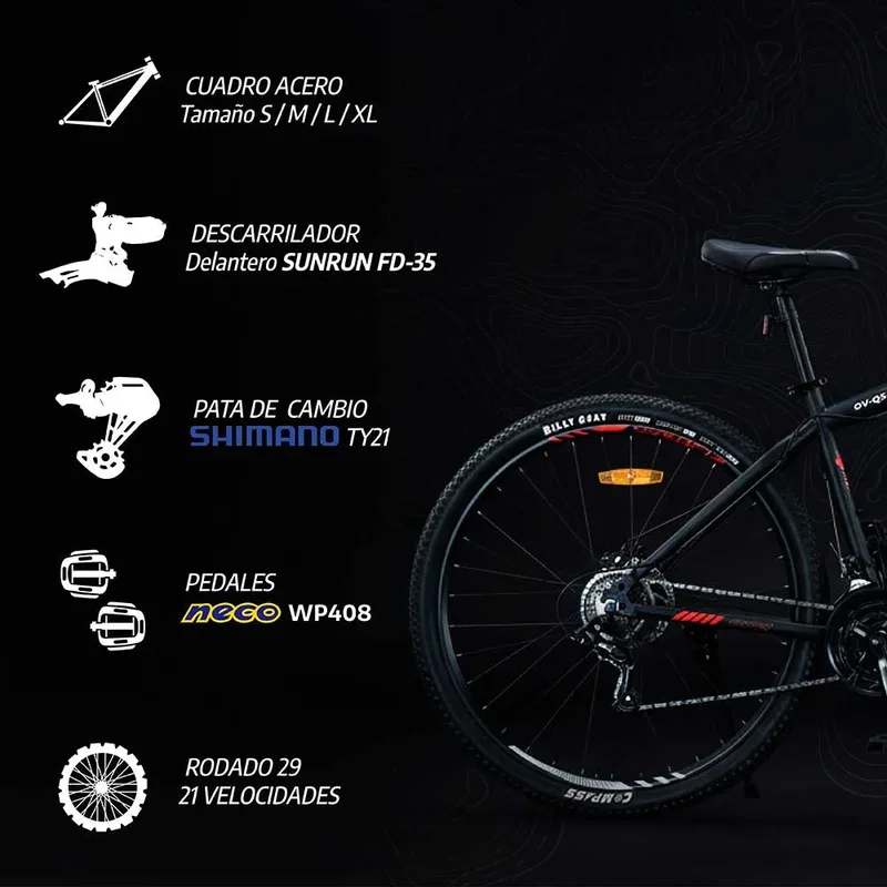 Bicicleta Mtb Overtech R29 Q5 21v Freno A Disco Shimano 12x - Stock disponible - Deportes y Entretenimiento