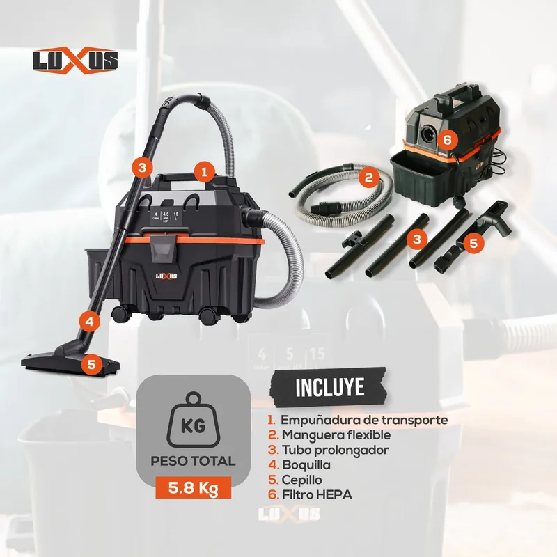 Combo Hidrolavadora Luxus 1800w + Aspiradora Luxus 1200w - Stock disponible - Artículos de Limpieza